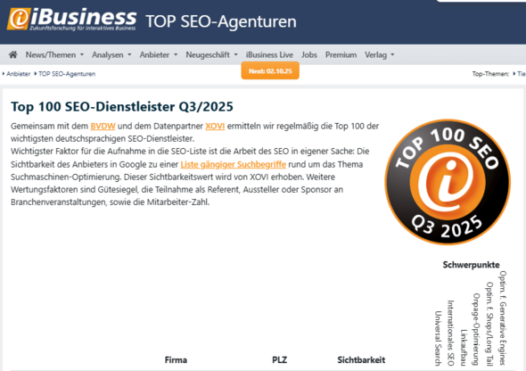 TOP 100 SEO-Dienstleister