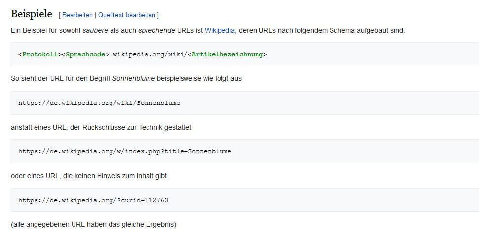 Sprechende URL Beispiele