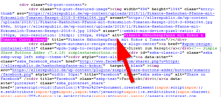 Beispiel für ein Alt-Attribut im HTML-Code