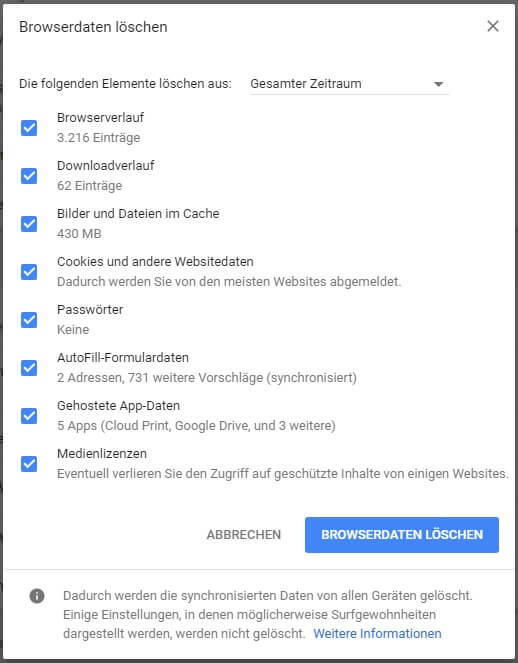 Chrome Cache leeren Google Chrome Cache leeren