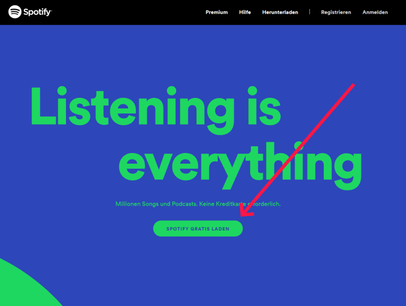 CTA Beispiel von Spotify CTA Beispiel von Spotify