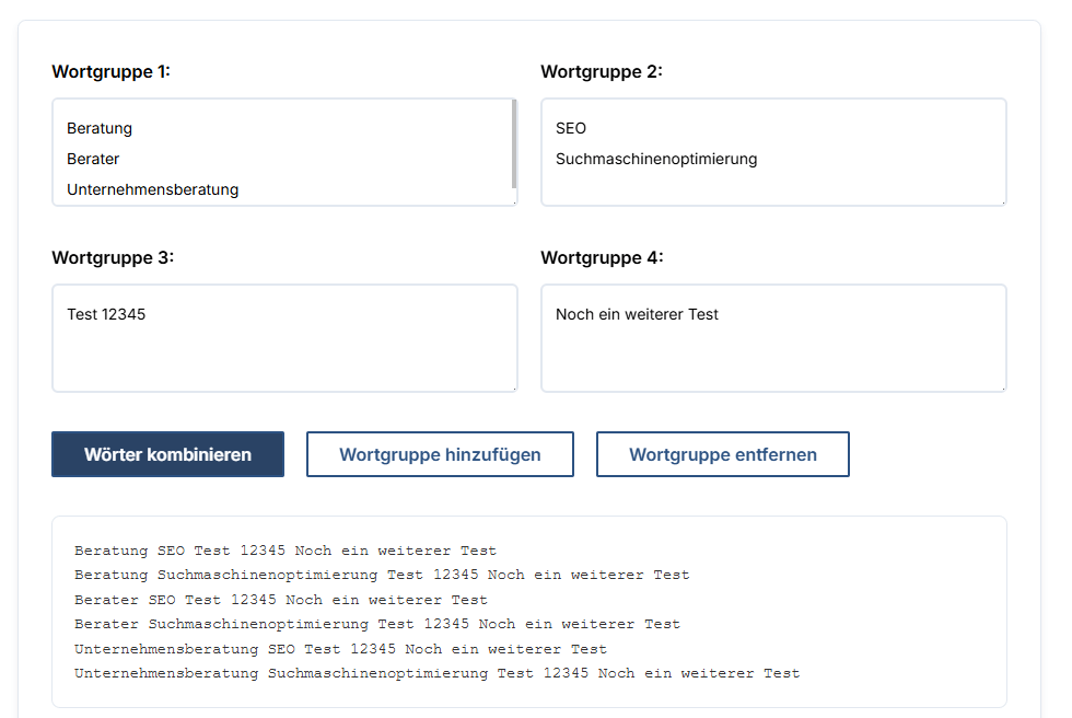 Keyword-Kombinationen erstellen Tool