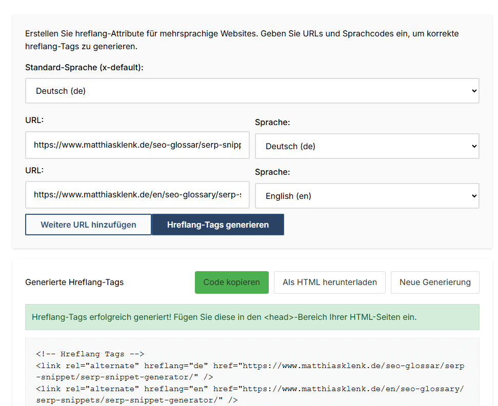 hreflang x-default Generator Tool