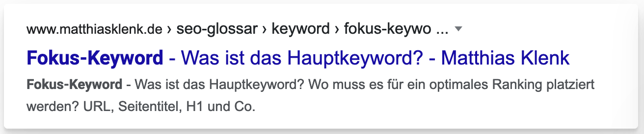 Fokus Keyword - Wo platzieren?