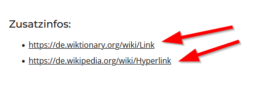 Beispiel Link in einer Liste - Wie sieht ein Hyperlink aus? 