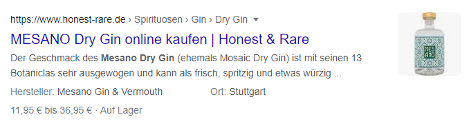 Beispiel für ein Rich Snippet