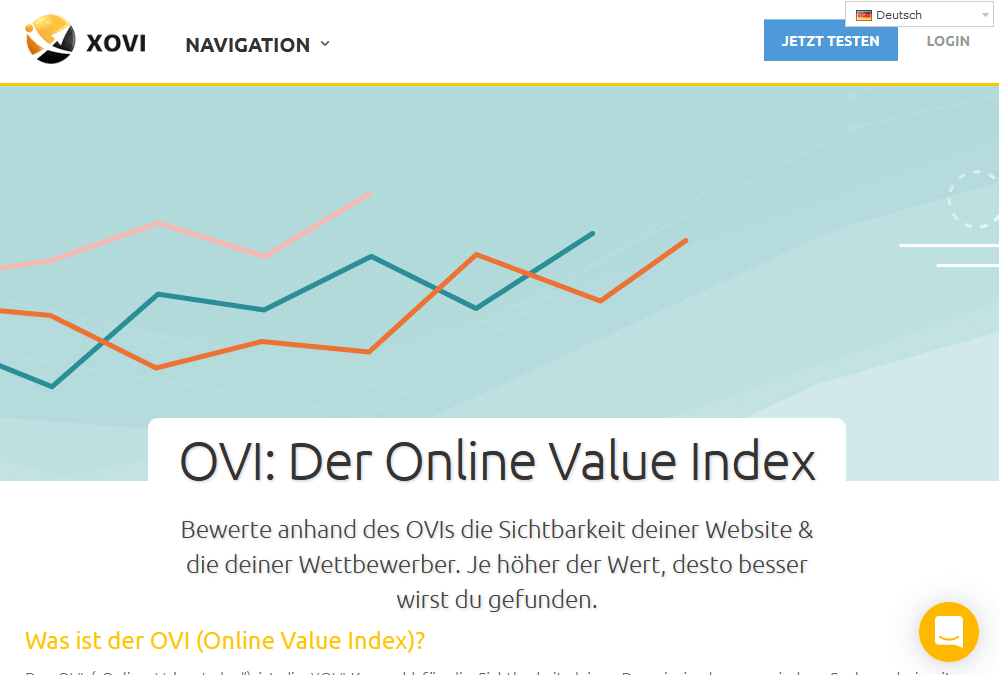 Screenshot Sichtbakeitsindex von XOVI