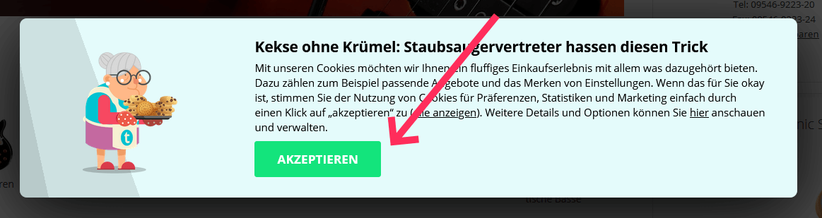 CTA Beispiel: Cookies Akzeptieren 