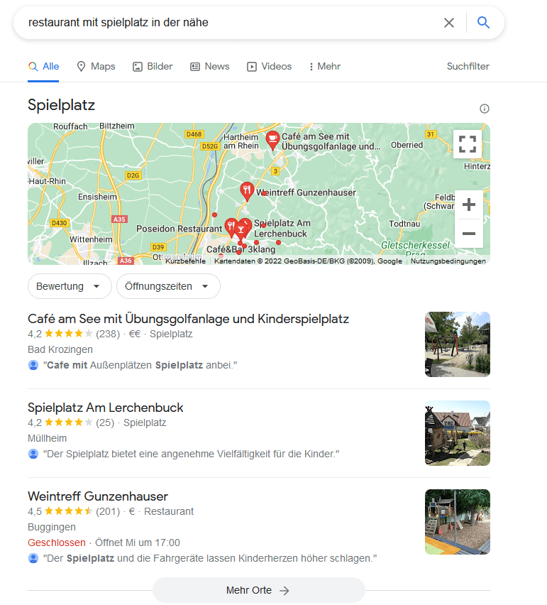 Local SEO Beispiel: In der Nähe / Near Me