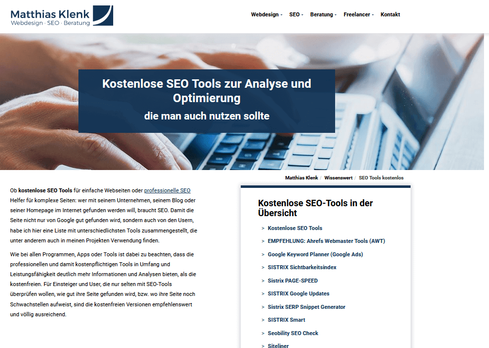 Kostenlose SEO Tools zur Analyse und Optimierung