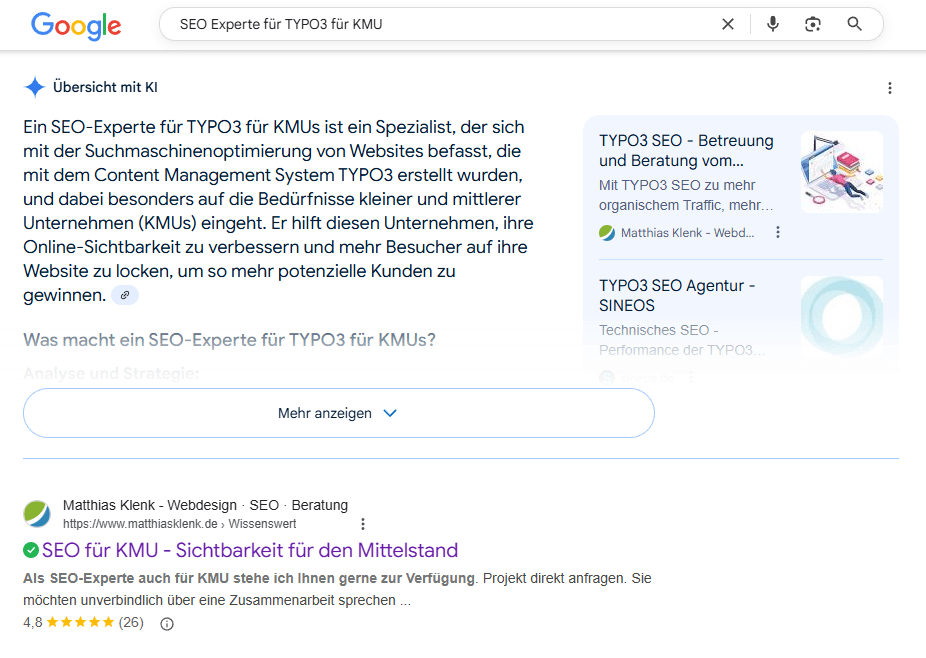 Beispiel für eine Übersicht-mit-KI in der Google-Suche
