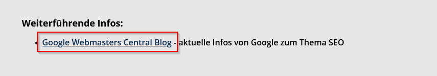 Beispiel für einen Backlink Beispiel für einen Backlink