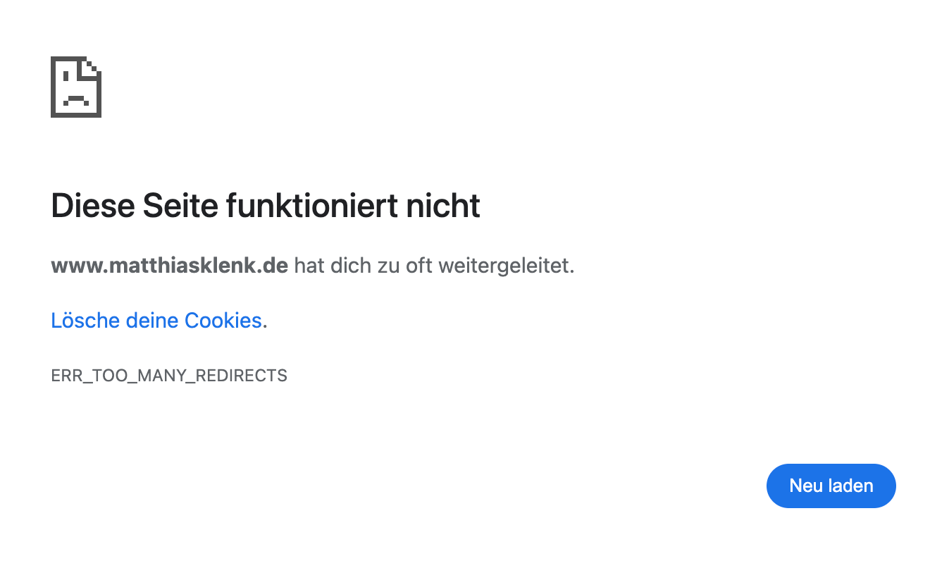 ERR_TOO_MANY_REDIRECTS in Chrome ERR_TOO_MANY_REDIRECTS in Chrome