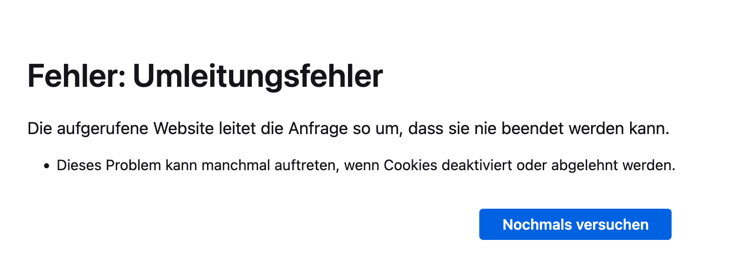 Fehler: Umleitungsfehler in Firefox Fehler: Umleitungsfehler in Firefox