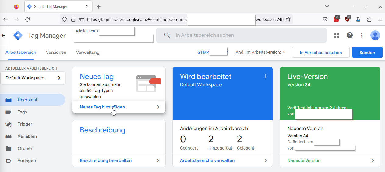 Google Tag Manager Beispiel Google Analytics, Google Optimize