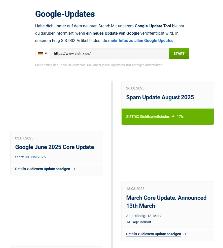Google Update Auswirkungen prüfen Google Update Auswirkungen prüfen