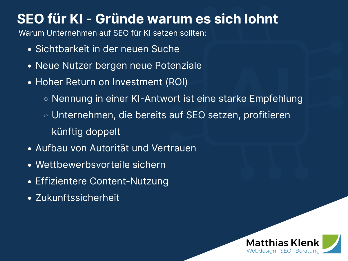 SEO für KI - Gründe warum sich die Optimierung lohnt
