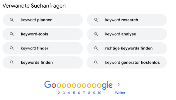 Keyword-Recherche-Tools Google Suggest