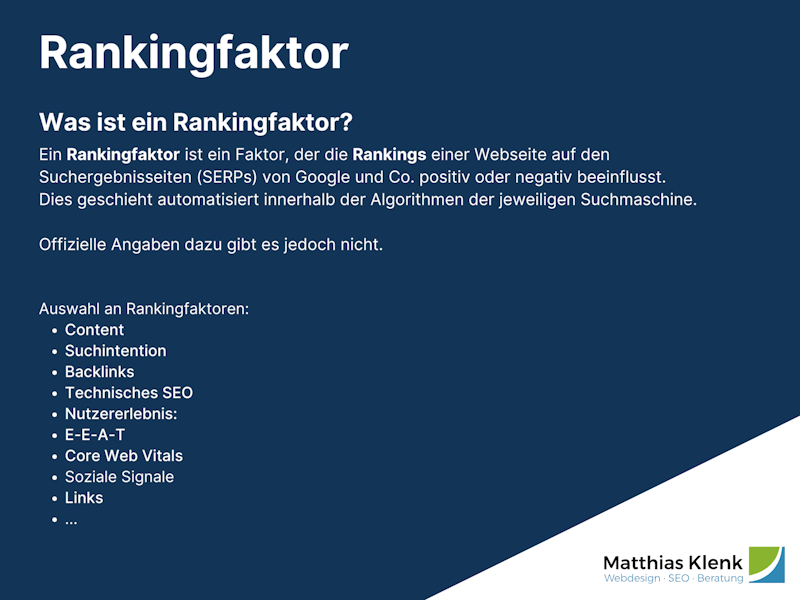 Rankingfaktoren Rankingfaktor