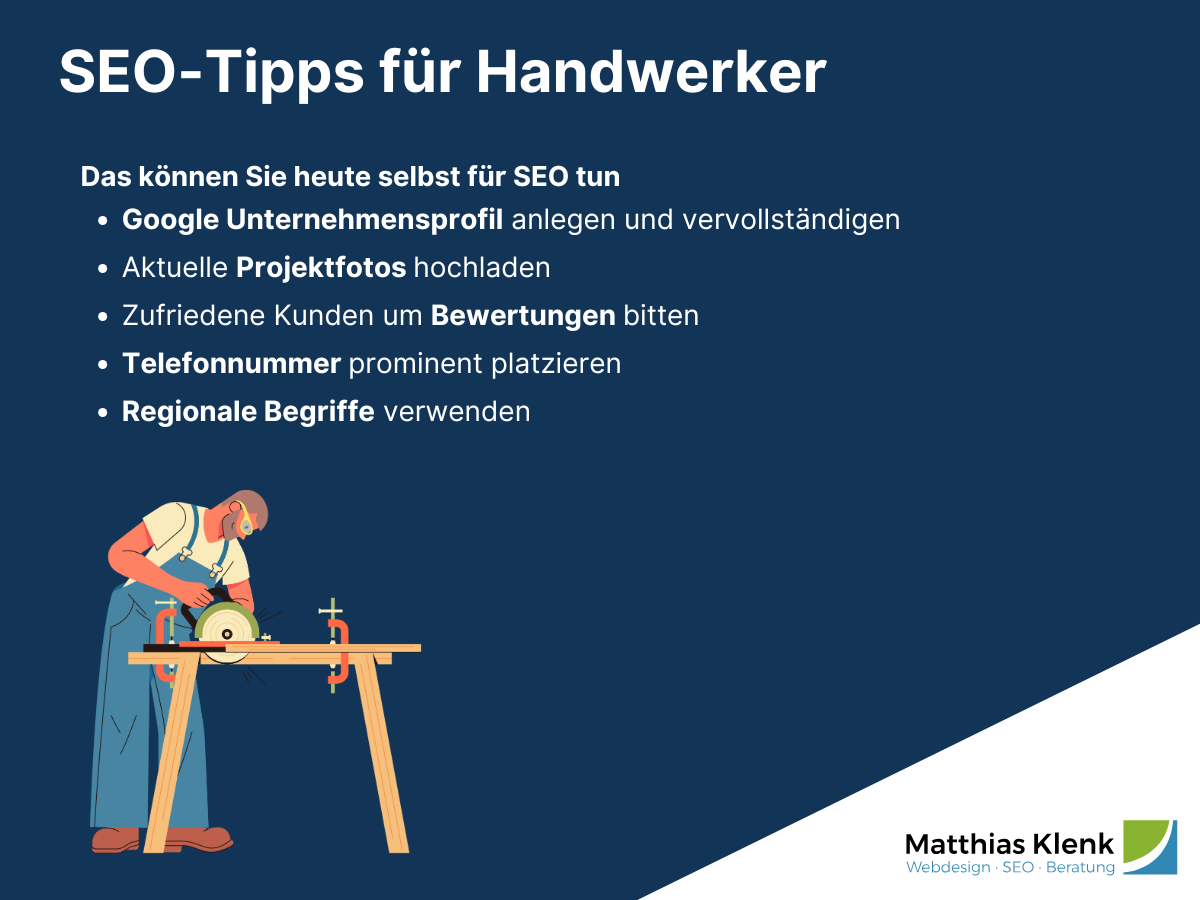 SEO-Tipps für Handwerker - Das können Sie heute selbst für SEO tun