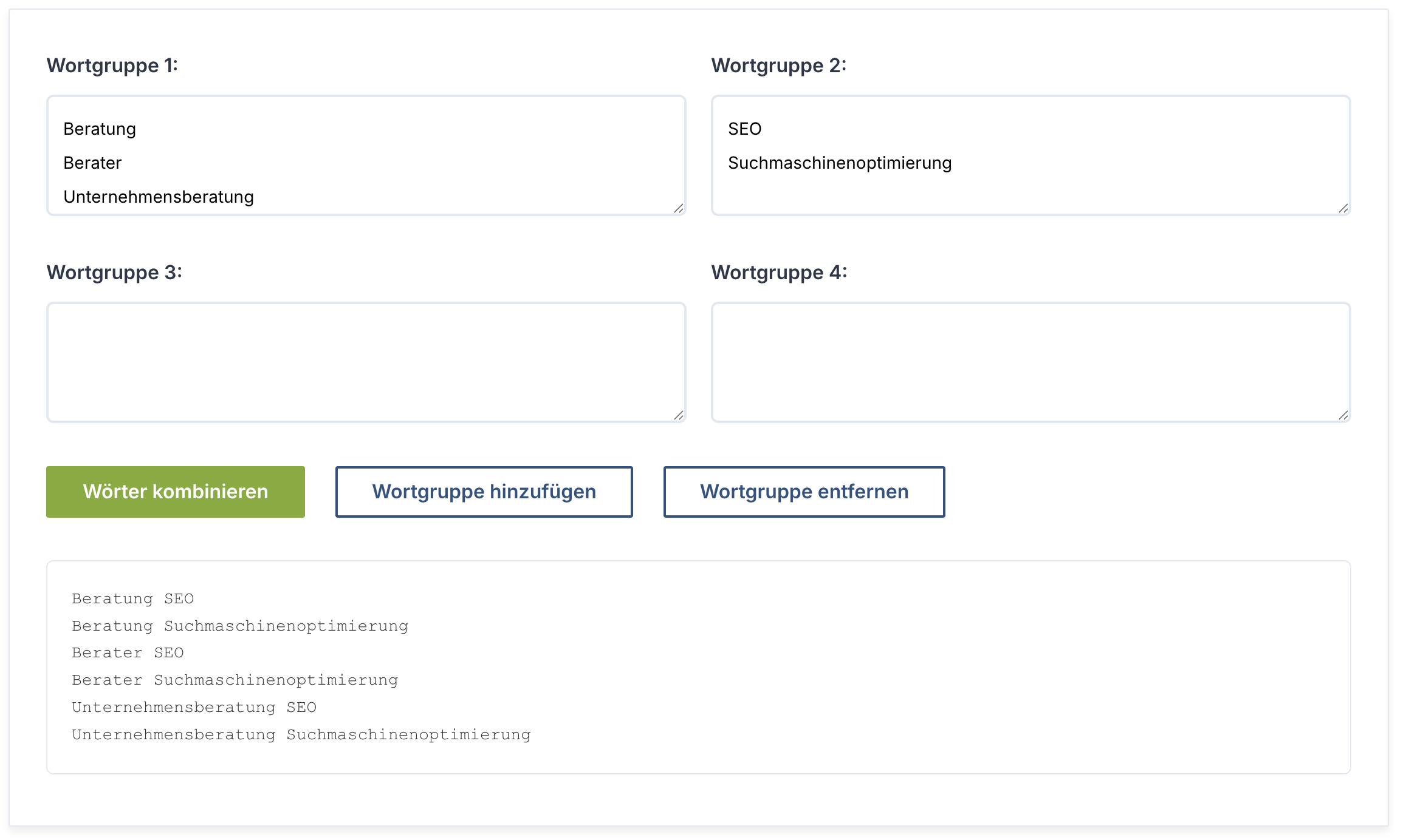 Keyword-Kombinationen Generator