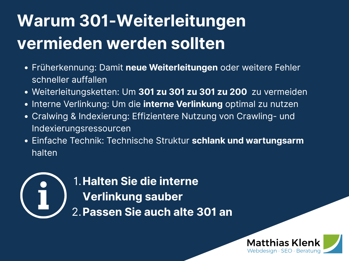 Warum 301-Weiterleitungen vermieden werden sollten