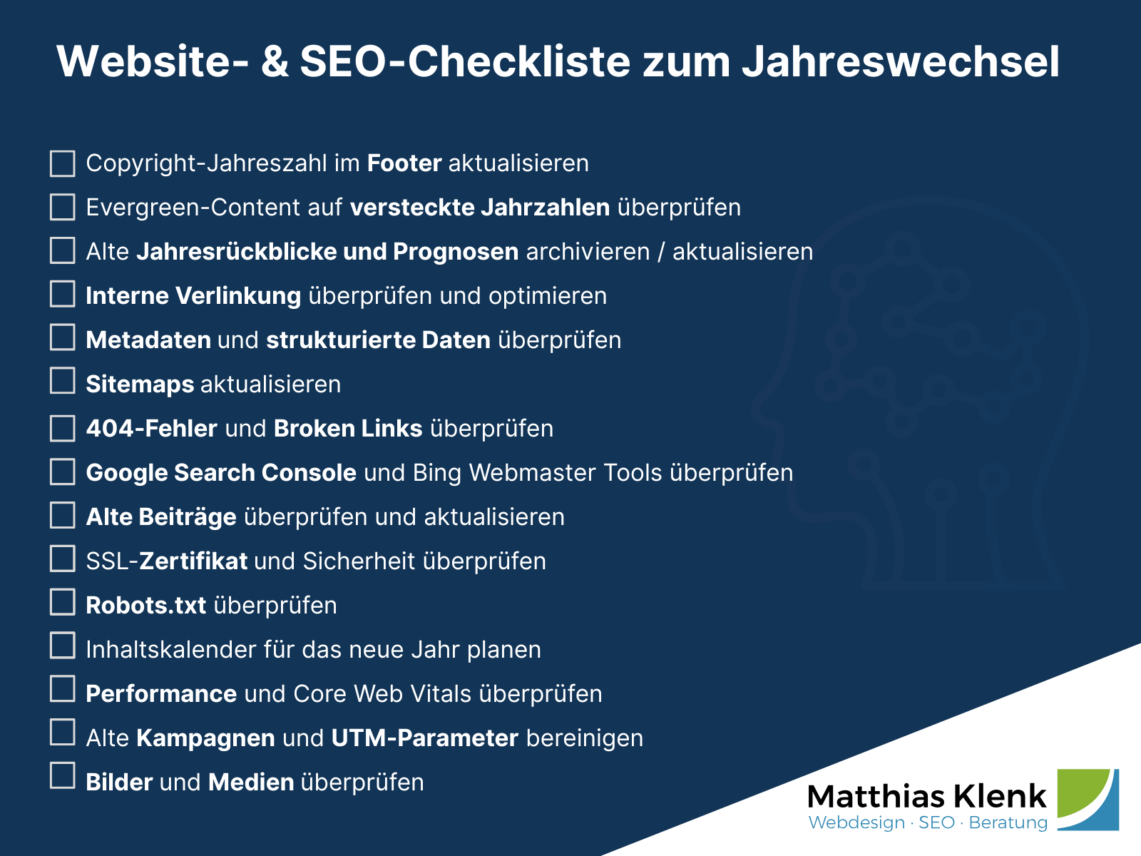 Website- & SEO-Checkliste zum Jahreswechsel