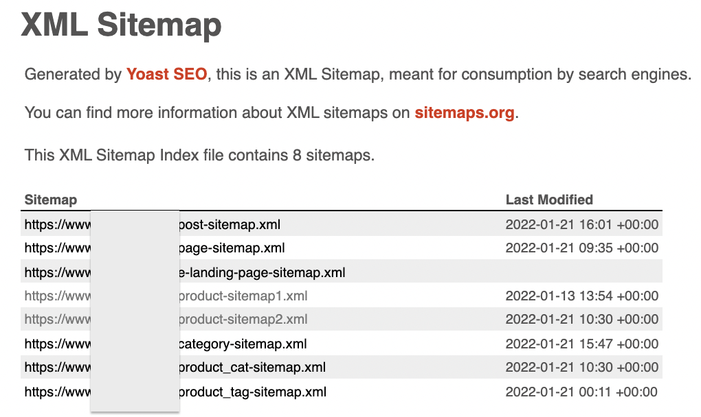 Sitemap Beispiel: YOAST sitemap_index.xml