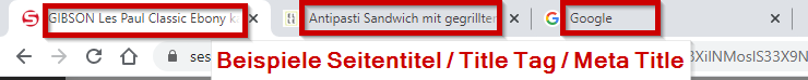 Beispiel Meta Title in den Browser-Tabs