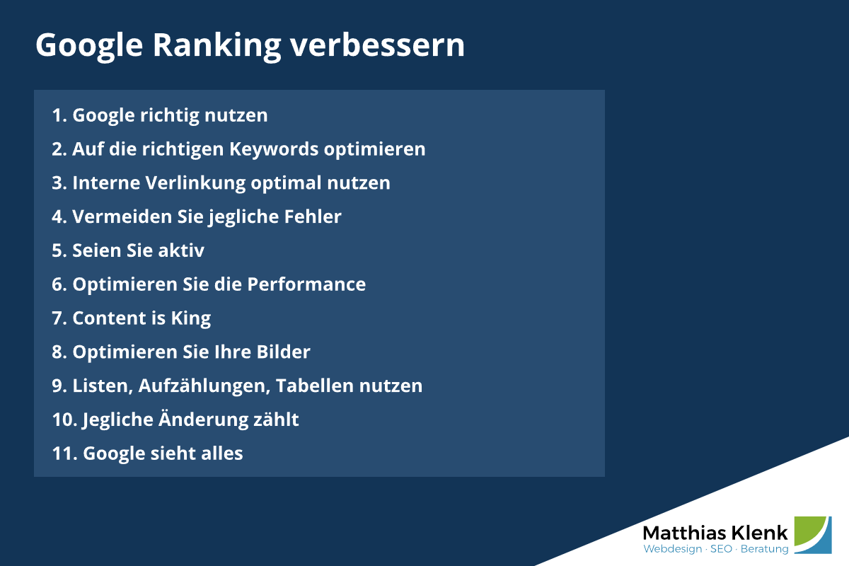 Google Ranking verbessern - 9 Tipps