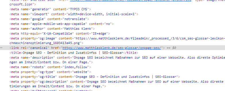 Canonical Tags Teil der Onpage Optimierungen