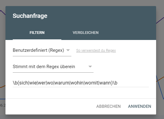 W-Fragen filtern mit Regex Expression Google Search Console